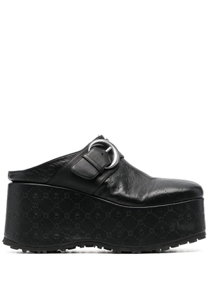 Marine Serre Moonogram 86mm heel leather clogs - Black