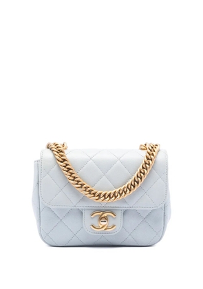 CHANEL Pre-Owned 2021-2025 Mini Square Grained Calfskin Chain Flap crossbody bag - Blue