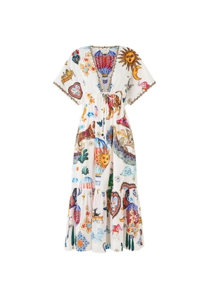 Camilla Kapadokya Kitsch V-neck midi dress - White