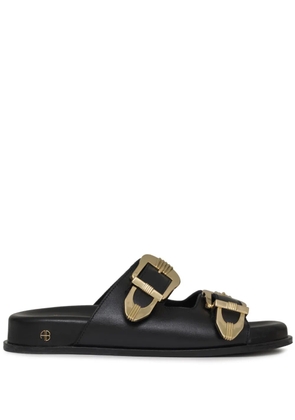 ANINE BING buckled leather slides - Black