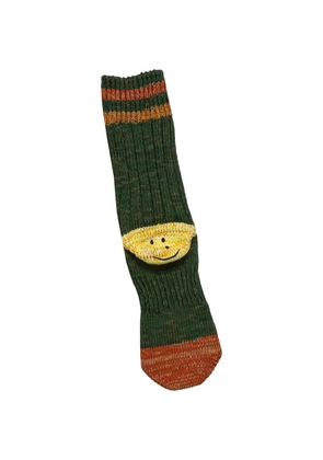 KAPITAL rainbow striped smiley socks - Green