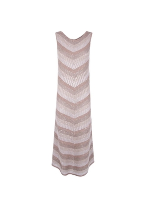 D.Exterior striped sequin dress - Neutrals