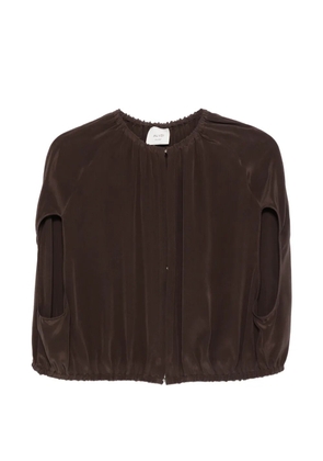 Alysi cut-out silk cape - Brown