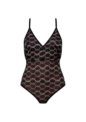 Osklen rope-print V-neck bodysuit - Black