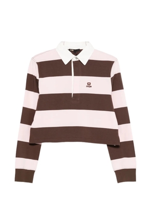Maje striped cropped polo top - Brown