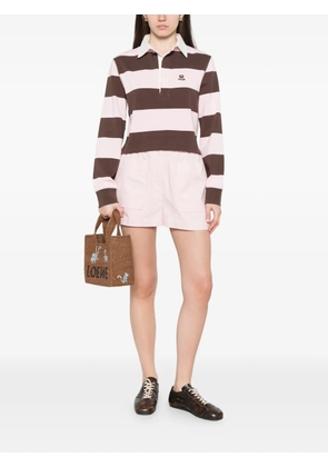 Maje striped cropped polo top - Brown