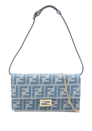 Fendi Pre-Owned 2010-2026 Zucca Canvas Baguette Wallet on Chain satchel - Blue