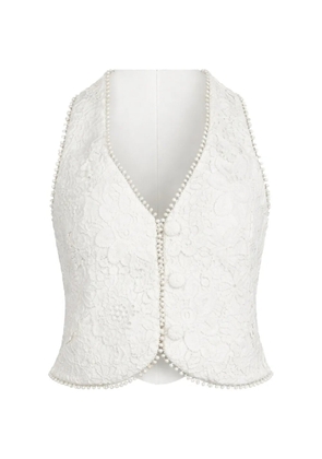 Waimari floral lace button vest - White