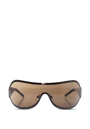 CHANEL Pre-Owned shield embellished logo sunglasses - Brown
