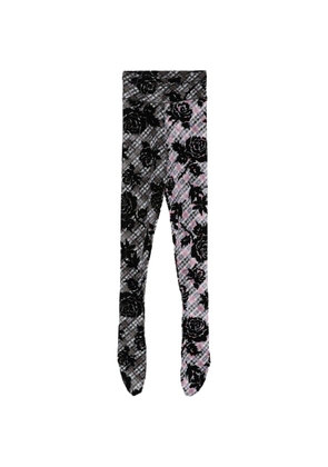 Chopova Lowena Picnic floral check tights - Black