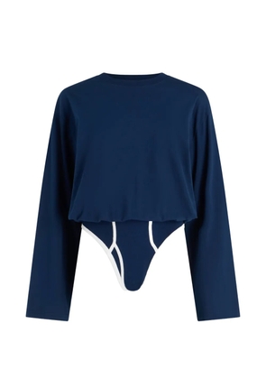 Jean Paul Gaultier long-sleeve twisted cotton bodysuit - Blue