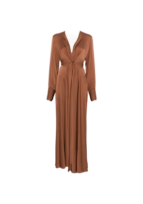 SILK95FIVE Palm Beach Club tie-waist long-sleeve maxi dress - Brown