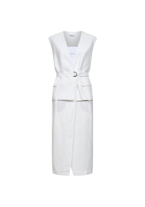 Brunello Cucinelli V-neck belted midi dress - White