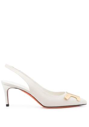 Santoni slingback strap 80mm leather pumps - White