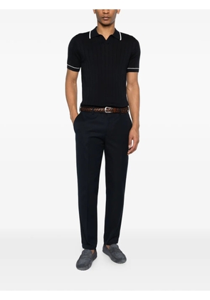 Della Ciana ribbed contrast trim polo shirt - Blue