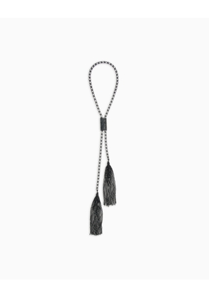 Long chain necklace with beaded tassels