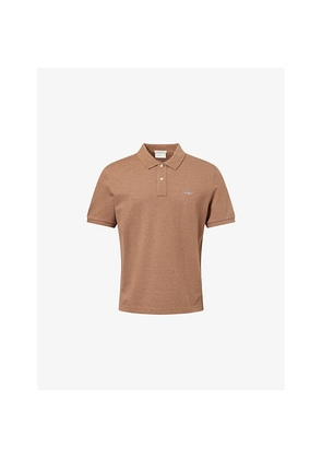 Mens Gant Shield Embroidered-Logo Cotton-Pique Polo