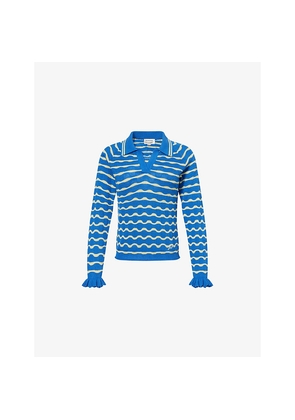 Womens Damson Madder Silvia Knitted Cotton-Blend Polo Top