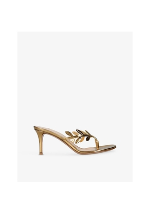 Womens Gianvito Rossi Flavia Leaf Heeled Leather Mules