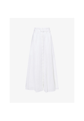 Womens Gabriela Hearst Dugald Belted Linen Midi Skirt