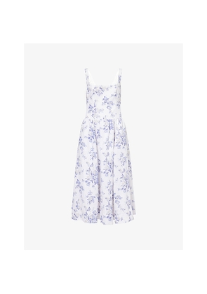 Womens Reformation Janu Floral-Print Linen Midi Dress