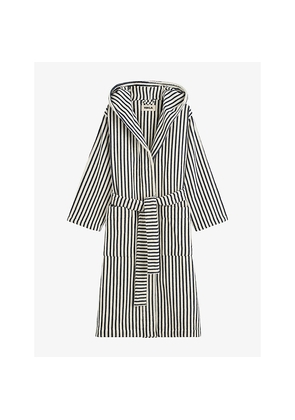 Womens Tekla Hooded Striped Cotton Bathrobe