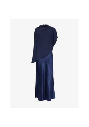 Womens Reformation Lilibeth Sheer-Cape Silk Midi Dress