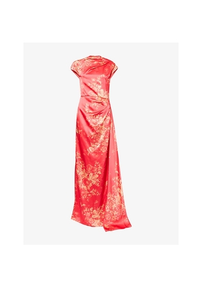 Womens Erdem Draped Floral Satin Maxi Dress
