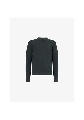Mens Moncler Crew-Neck Waffle-Knit Wool Jumper