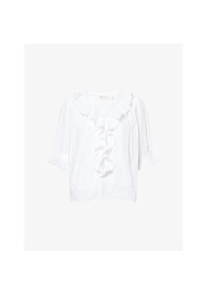 Womens Skall Studio Clea Frilled Cotton Top