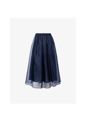 Womens Weekend Max Mara Pleated Semi-Sheer Silk Midi Skirt