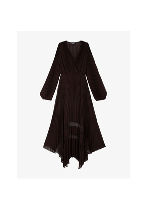 Womens The Kooples Pleated Lace-Embroidered Woven Maxi Dress
