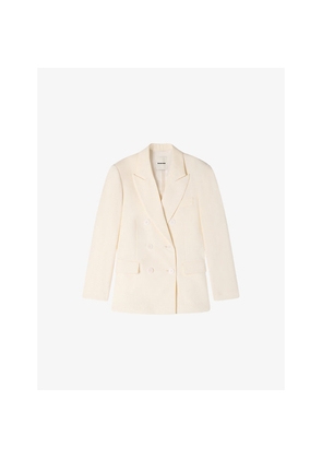 Womens Sandro Tailored Peak-Lapel Woven Blazer