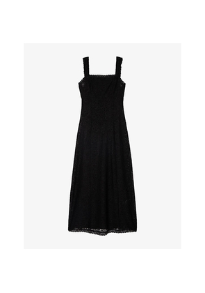 Womens The Kooples Sleeveless Lace-Embroidered Woven Maxi Dress