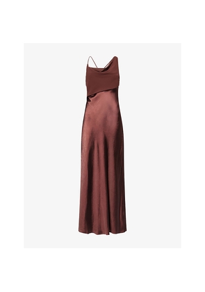 Womens 4th & Reckless Klaudia Asymmetric Satin Maxi Dress