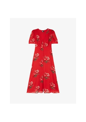 Womens The Kooples V-Neck Floral-Print Woven Maxi Dress