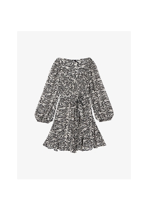 Womens The Kooples Graphic-Print Tie-Waist Woven Mini Dress