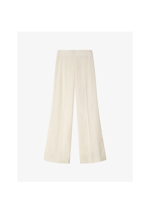 Womens Sandro Wide-Leg High-Rise Woven Trousers