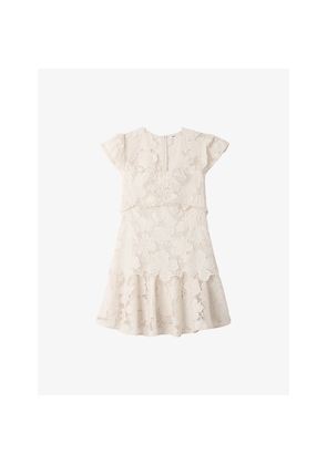 Womens Sandro Floral V-Neck Cotton-Blend Mini Dress