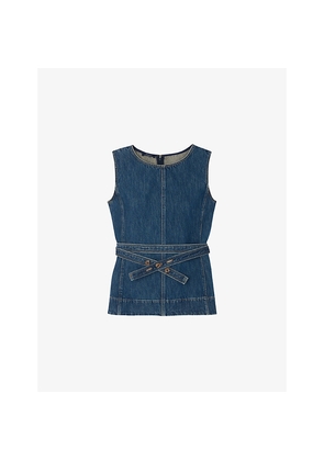 Womens Soeur Chance Belted Denim Top