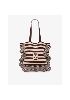 Womens Sandro Striped Crochet Shoulder Bag