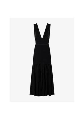 Womens Sandro Sleeveless V-Neck Knitted Maxi Dress