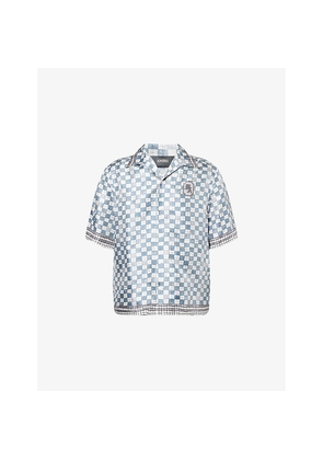 Mens Amiri Chateau Crest Silk Bowling Shirt