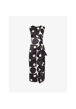 Womens Dries Van Noten Droppy Polkadot Satin Midi Dress