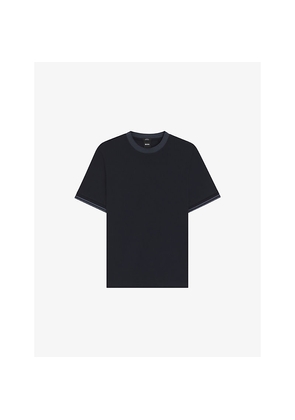 Mens Boss Contrast-Trim Crewneck Cotton-Jersey T-Shirt