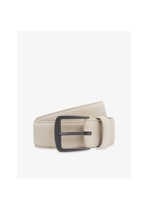 Mens Boss Branded-Buckle Suede Belt