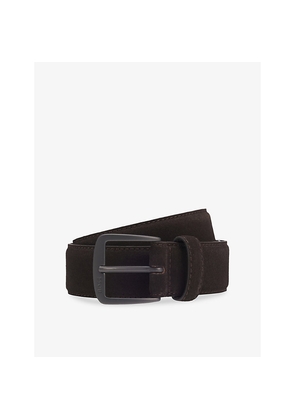 Mens Boss Branded-Buckle Suede Belt