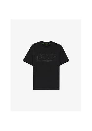 Mens Boss Branded-Print Short-Sleeved Cotton-Jersey T-Shirt