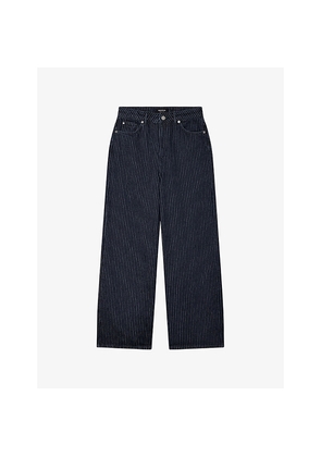 Womens Whistles Pinstripe Straight-Leg Denim Jeans