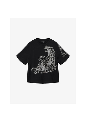 Womens Allsaints Pounce Lisa Tiger-Motif Cotton T-Shirt